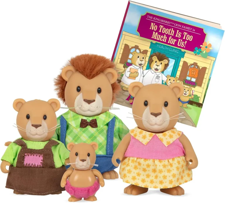 Li L Woodzeez Kingsberry Lion Family Animal Figurines With Storybook