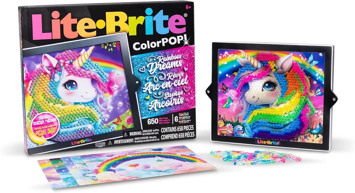 Lite Brite Basic Fun Colour Pop Rainbow Dreams Light Up Creative Toy With 6 Temp