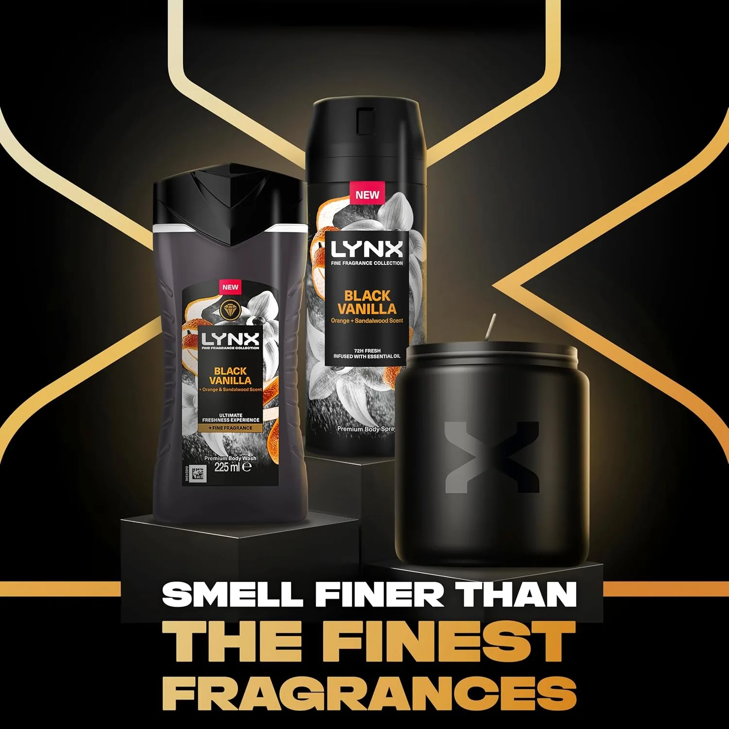 Lynx Black Vanilla Fine Fragrance Kit Gift Set With A Body Spray A Body Wash And