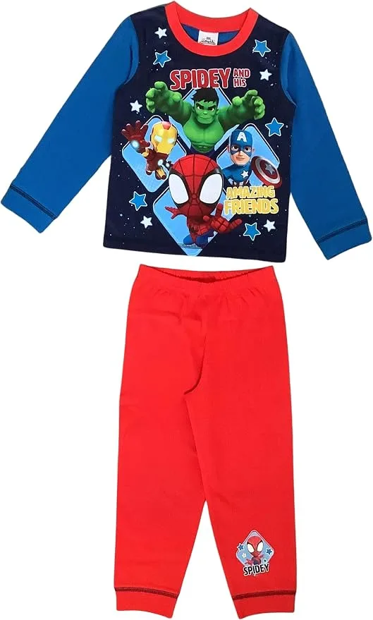 Marvel Spidey And Friends Boys Pyjamas Featuring Spidey Captain America Hulk And