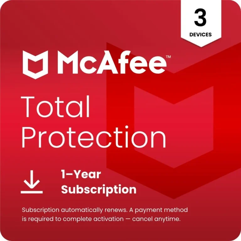 Mcafee Total Protection 3 Devices 2026 Security Software Includes Antivirus Vpn