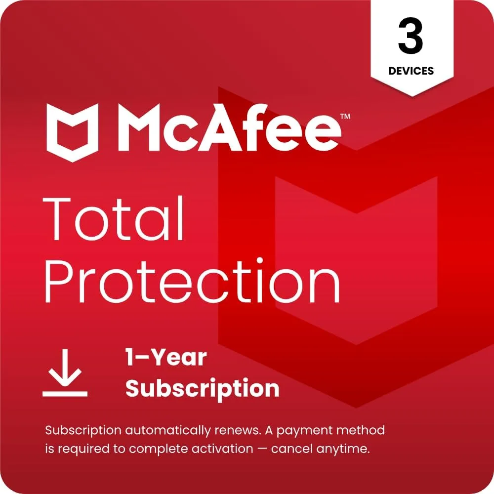Mcafee Total Protection 3 Devices 2026 Security Software Includes Antivirus Vpn