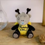 Me to You Tiny Tatty Teddy Mummy To Bee Plush Keyring - Cute Pregnancy, 8cm-High - Official Collection, Yellow, Black, Blue, Grey
