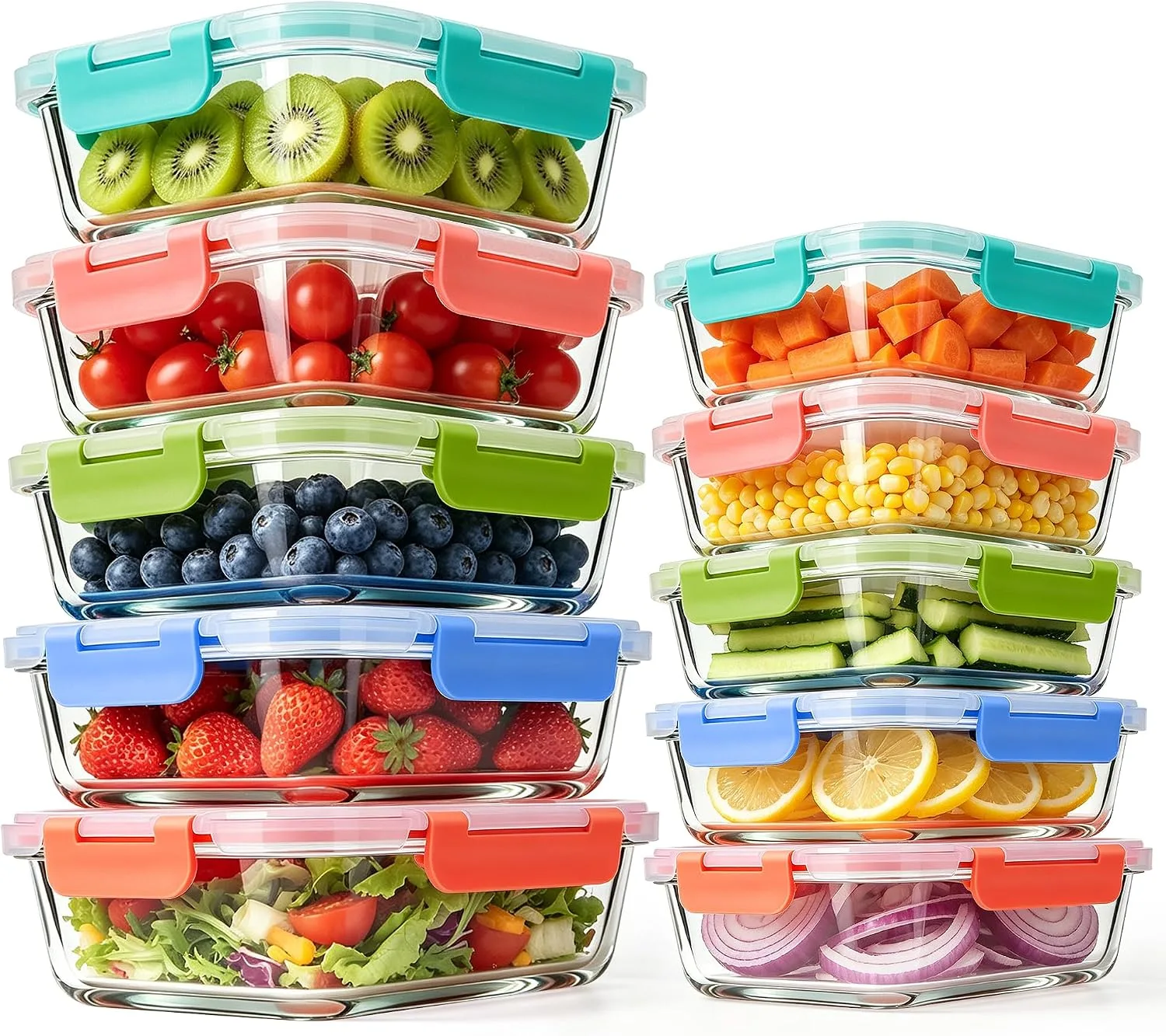 Meetoz 10 Pack Glass Containers With Lids Glass Meal Prep Containers