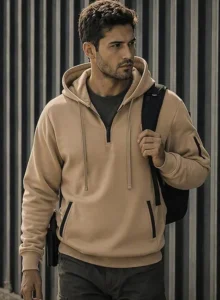 Men S Hoodies Casual Pullover Sweatshirt Long Sleeve Quarter Zip Hoody Tops With
