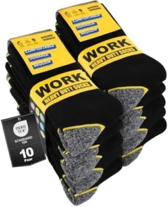 Men S Work Socks Heavy Duty Cushioned Crew Durable 10 Pairs
