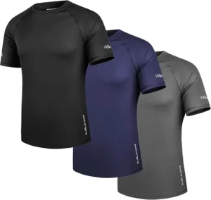 Mens Sports T Shirts 3 Pack Breathable Moisture Wicking Quick Dry Gym Running To