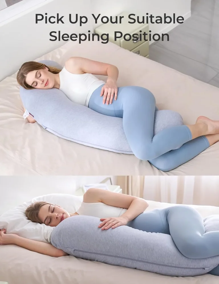 Momcozy J Shaped Pregnancy Pillow Side Sleeping And Full Body Support Grey