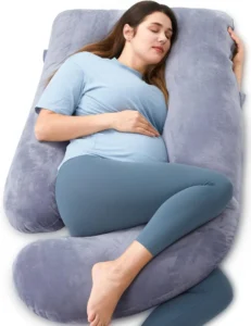 Momcozy U Shaped Pregnancy Pillow Full Body Support Back And Hip Velvet Grey