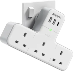 Mscien Multi Plug Adaptor 6 In 1 Plug Extension Socket 3 Way 3 USB 3 4a 1 Type C