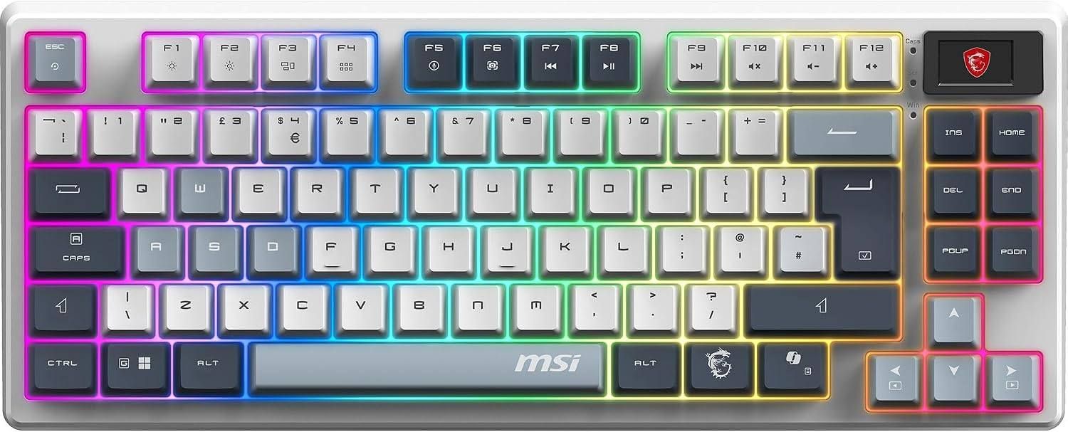 MSI Forge Gk600 Tkl Wireless Sky Qwerty UK Layout Mechanical Linear Switches Dye