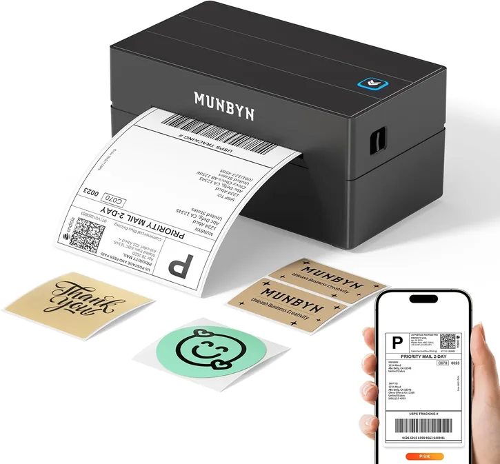 Munbyn Shipping Label Printer Bluetooth Postage Thermal Label Printer 4x6 For Bu