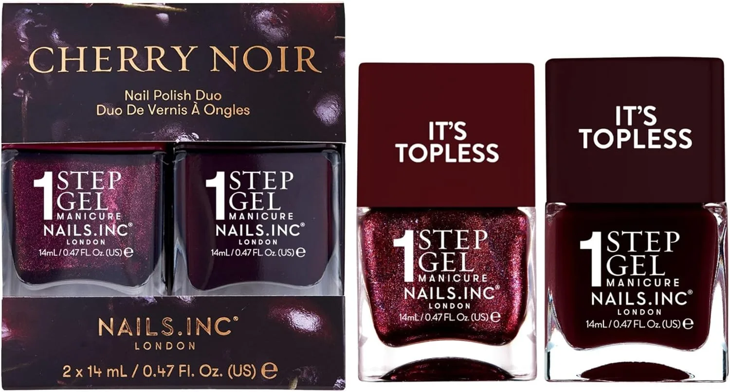 Nails Inc It S Topless Cherry Noir 4 In 1 Gel Like Nail Polish Duo Set