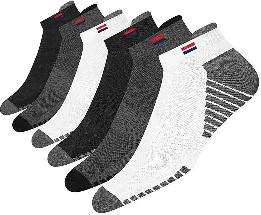 Navysport 6 Pairs Men S Cotton Ankle Trainer Socks Cushioned Sports And Running