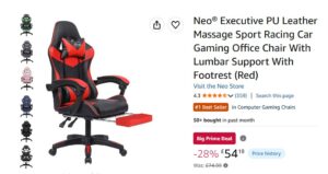Neo Executive Pu Leather Massage Sport Racing Car Gaming Office Chair With Lumba