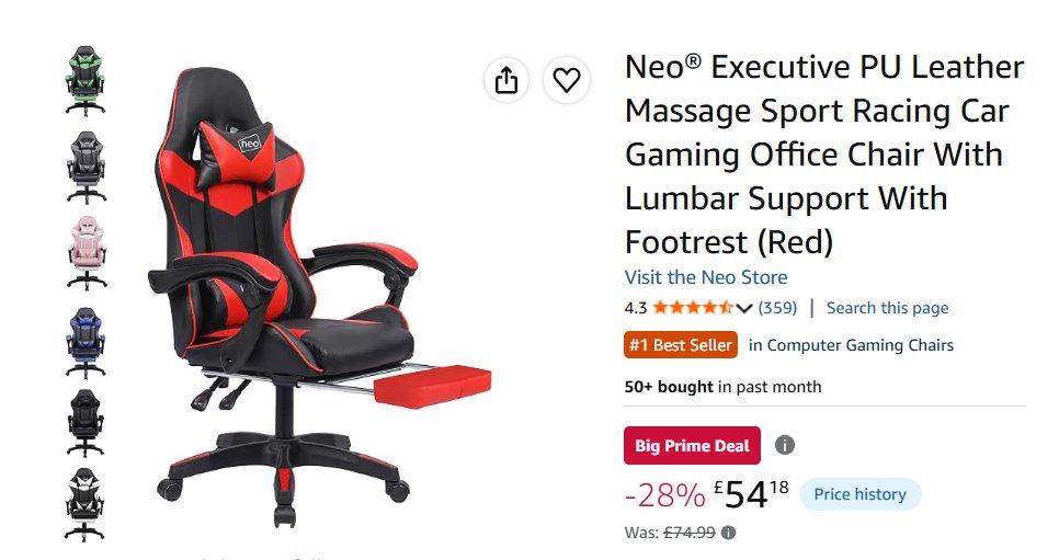 Neo Executive Pu Leather Massage Sport Racing Car Gaming Office Chair With Lumba