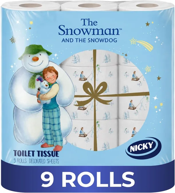 Nicky Snowman 9 Rolls Of Toilet Tissue 3 Ply