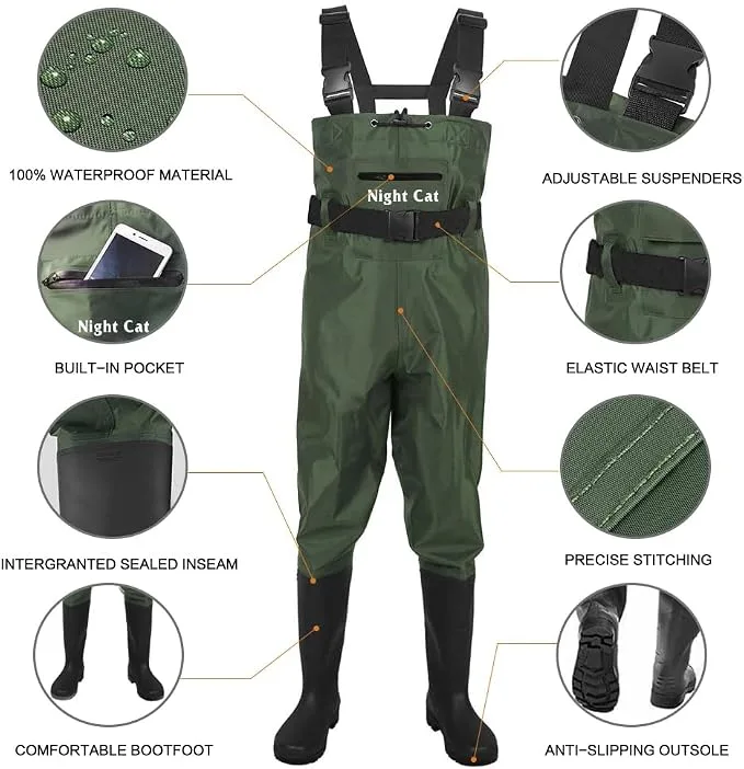 Night Cat Fishing Waders For Men Chest Waders Hunting Green