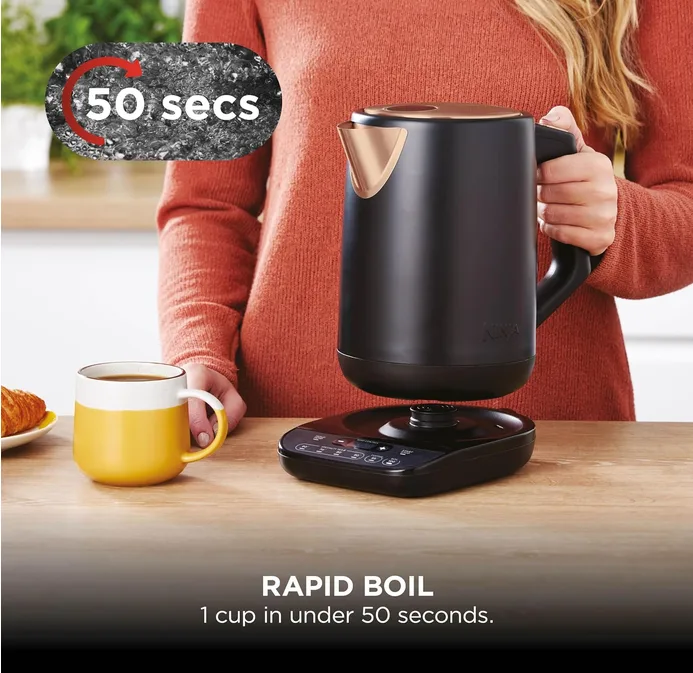 Ninja Perfect Temperature 1 7l Kettle Rapid Boil Black And Copper Kt200ukcp