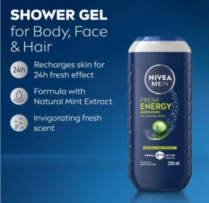 Nivea Men Fresh Energy Energising Shower Gel 3 In 1 6 X 250 Ml