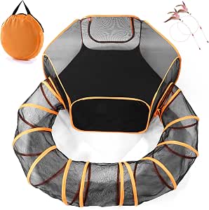 Odoland Large Pet Tunnel Cat Foldable Small Animal Playpen Outdoor Cat Enclosure