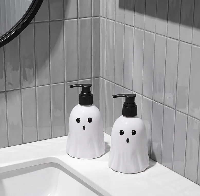 Ohs 2 Pack Ghost Halloween Soap Dispenser Hand Soap Pump Bottles White