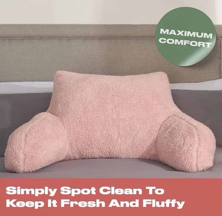 Ohs Cuddle Cushion Teddy Fleece Pink Gifts For Women Reading Pillow Super Soft C