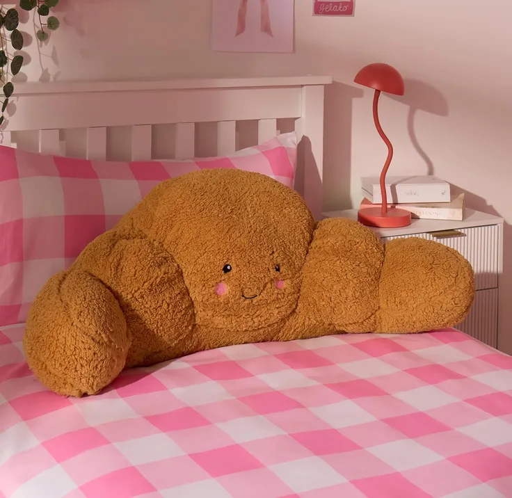 Ohs Reading Pillow For Bed Adult Croissant Gift Cuddle Cushion Super Soft Cosy T