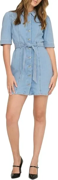 Only Women S Onlvibbe Ss Belt Dnm Dress Sik Noos