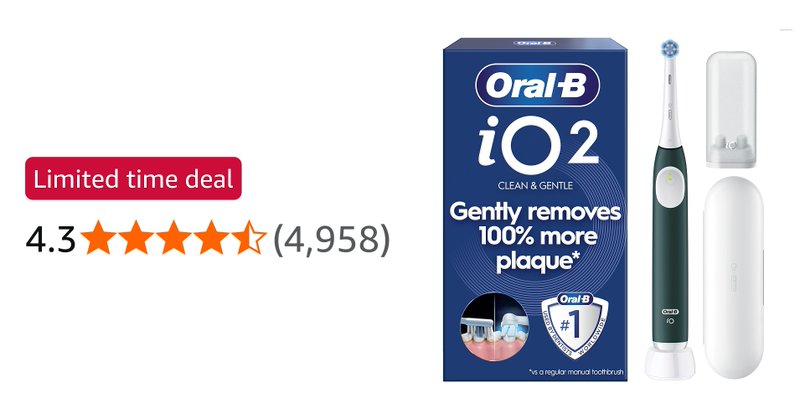 Oral B Io2 Electric Toothbrush For Adults Forest Green With Travel Case
