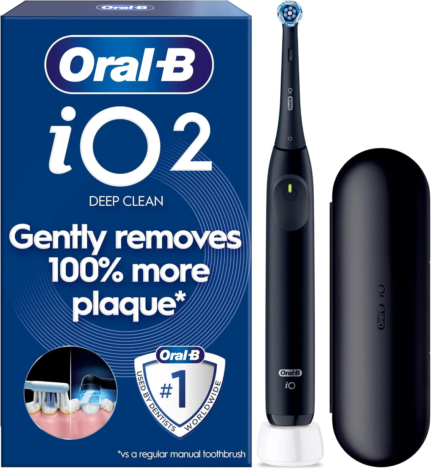 Oral B Io2 Electric Toothbrush For Adults Night Black With Travel Case