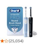 Oral-B Vitality Pro 2x Electric Toothbrushes For Adults, 2 Toothbrush Heads, 3 Brushing Modes Including Sensitive Plus, 2 Pin UK Plug, Black & Blue