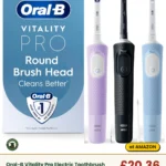 Oral-B Vitality Pro Electric Toothbrushes Adults, Oral B Electric Toothbrush, 1 Handle, 2 Toothbrush Heads, 3 Brushing Modes Including Sensitive Plus, Rechargeable Toothbrush, 2 Pin UK Plug, Blue
