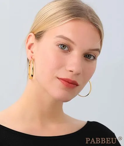 Pabbeu Large Sterling Silver Hoop Earrings For Women Hypoallergenic 30 70mm