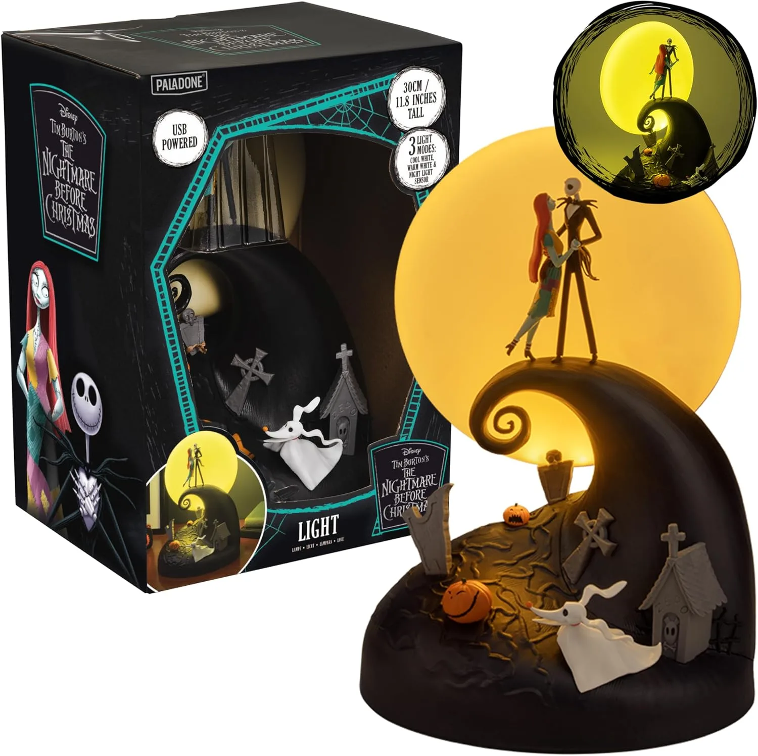 Paladone Nightmare Before Christmas Diorama Light 30cm Led Spiral Hill Lamp With