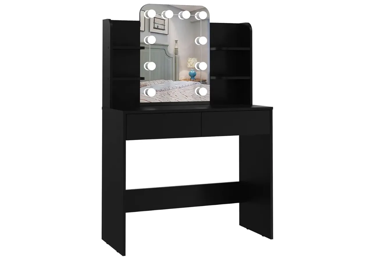 Panana Vanity Makeup Table With Led Mirror Dressing Table With 4 Shelves And 2 D