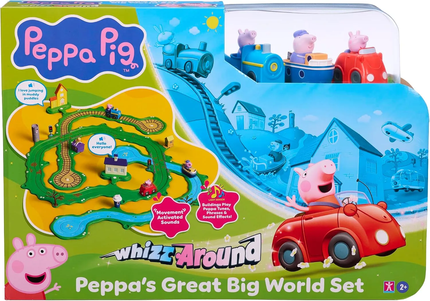 Peppa Pig Whizz Around Peppa S Great Big World Set Motorised Vehicles Track Toys
