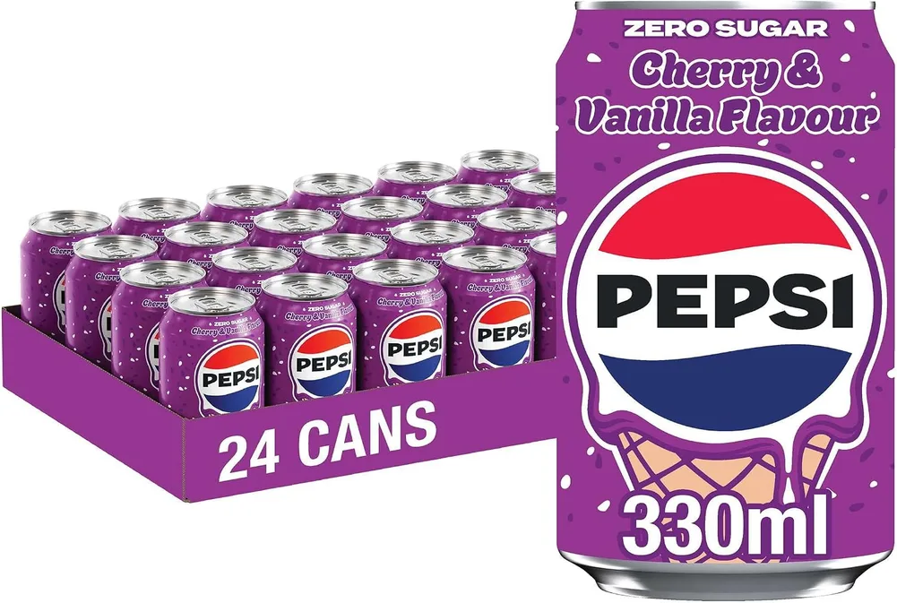 Pepsi Cherry And Vanilla Ice Cream Flavour Cola 330ml Can 24 Pack