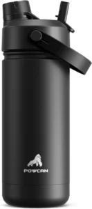 Powcan Insulated Water Bottle With 2 In 1 Straw And Spout Lid Keep Cold 24h Leak
