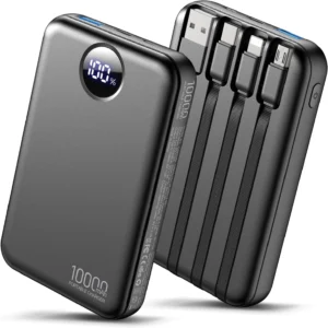 Power Bank 10000mah With 4 Built In Cables Portable Charger Fast Charging
