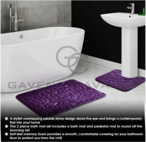 Premium 2 Piece 100 Memory Foam Pebble Bath Set Super Soft Anti Slip Bathroom To