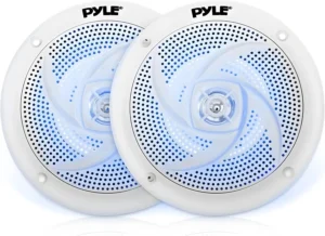 Pyle 6 5 Inch Car Speakers Waterproof Marine Grade Swirl Led White