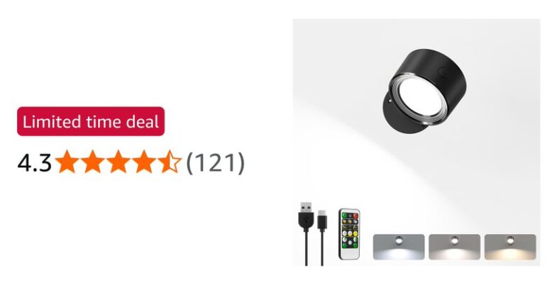 Racokky Led Wall Mounted Reading Light Rechargeable Wall Sconces And Remote