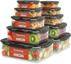 Rainberg Food Storage Containers 20 Pieces 10 Containers And 10 Lids Leak Proof