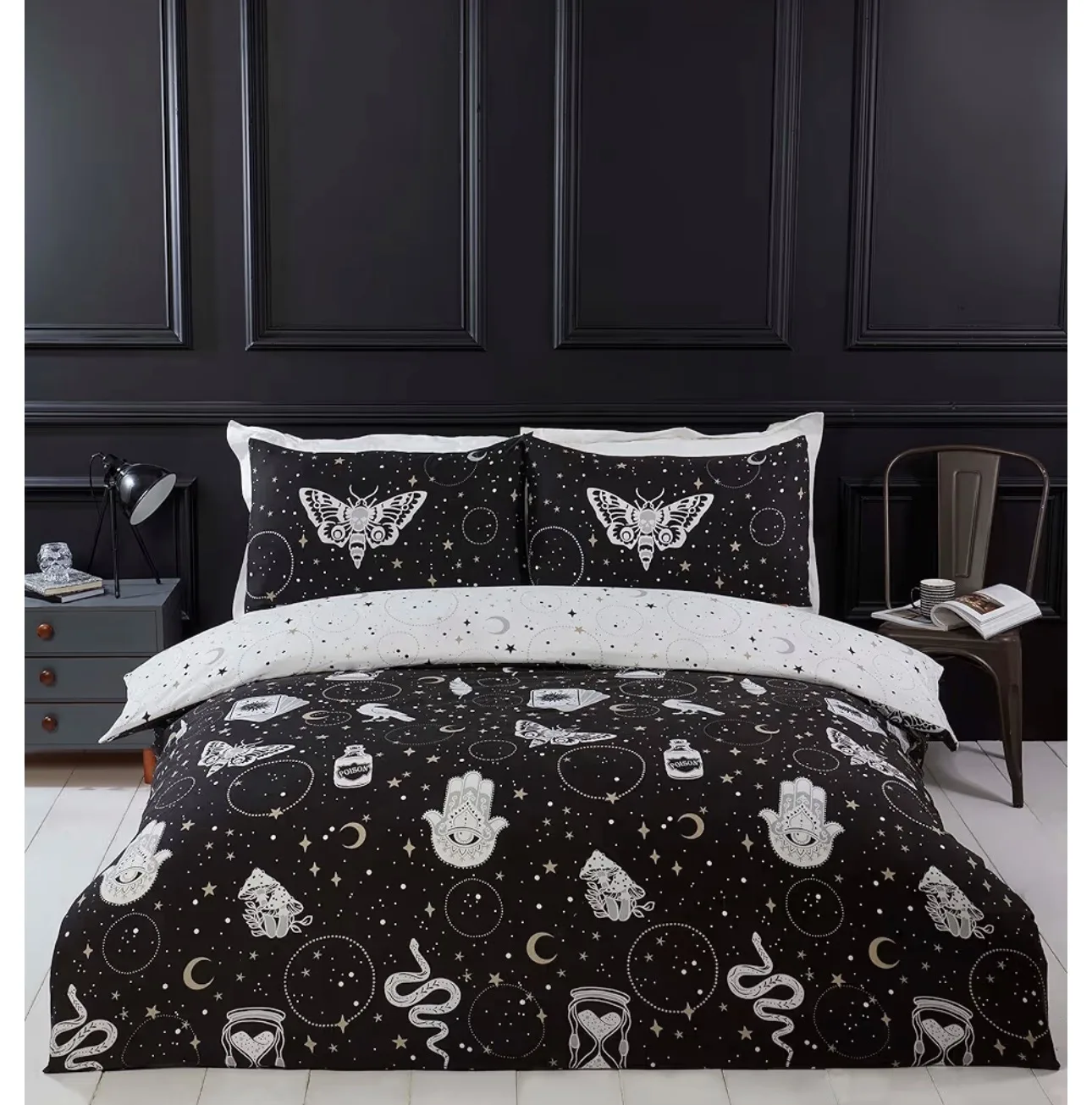 Rapport Home Gothic Magick Duvet Cover Set Double Black 200x200cm
