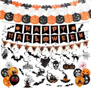 Reusable Halloween Bunting Set With Happy Halloween Banner Spooky Hanging