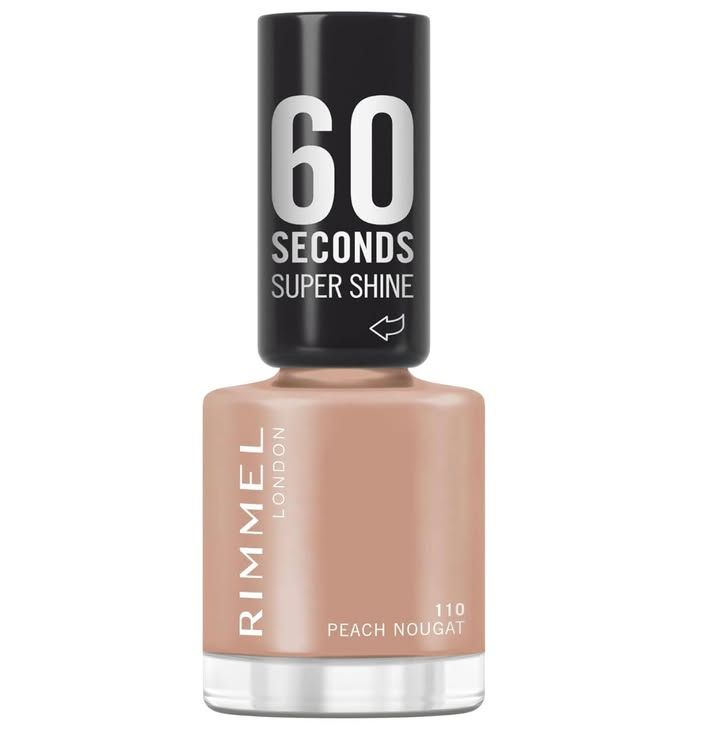 Rimmel 60 Seconds Super Shine Nail Polish 110 Peach Nougat Quick Dry Nail Polish