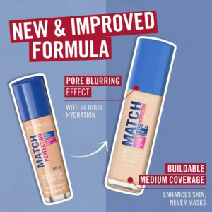 Rimmel Match Perfection Foundation 400n Natural Beige Invisible Coverage Pore Bl
