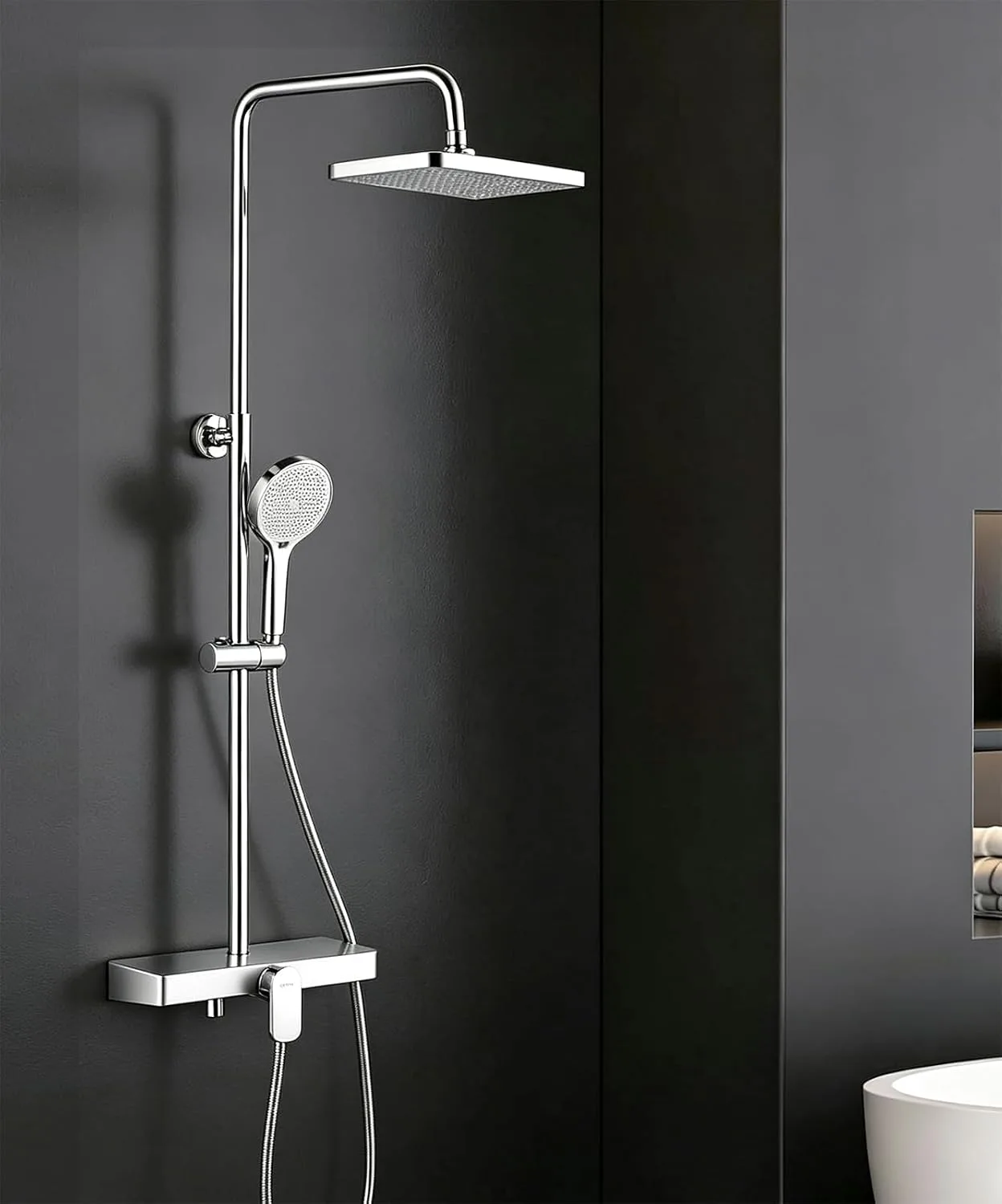 Shower Mixer Set Without Thermostatic Shower System With 33x21 Cm Rainfall Showe