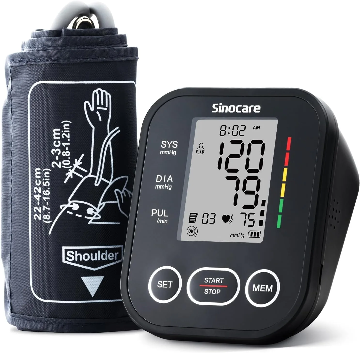 Sinocare Blood Pressure Monitor Two User Model One Button Operation Upper Arm Bl